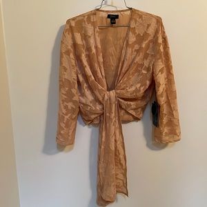 Japna 2 Ways to Tie Pumpkin Patch Tan Blouse